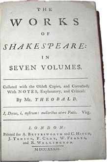 The Works of Mr. William Shakespeare in Seven Volumes edited by Lewis Theobald
